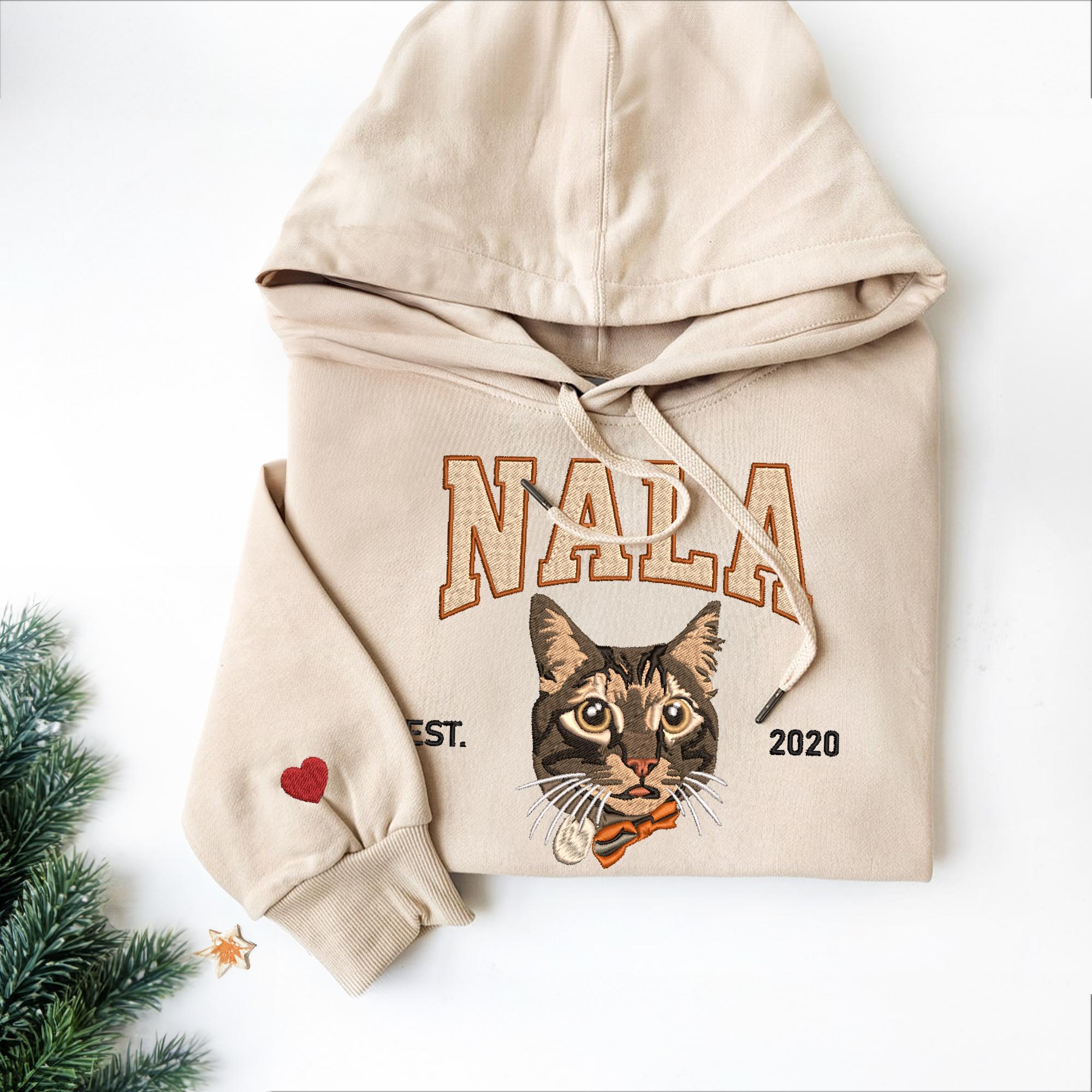 Custom Embroidered Sweatshirt With Pet Face Photo