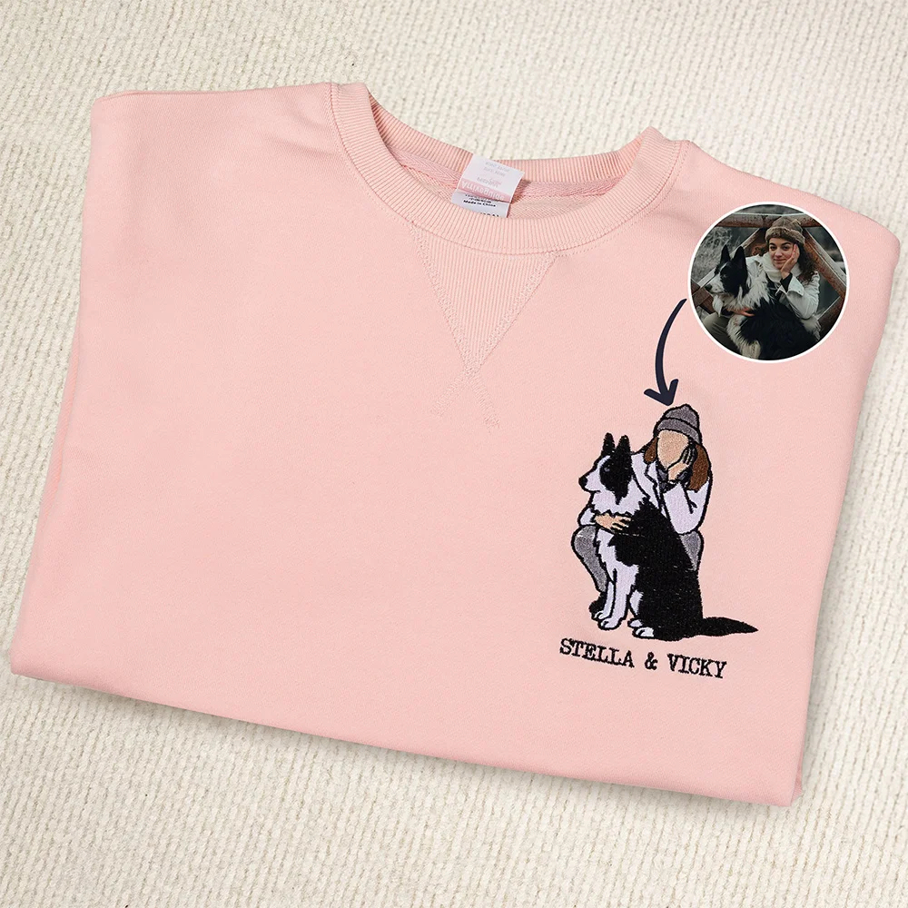 Custom Embroidered Pet From Your Photo Sweatshirt for Pet Lover