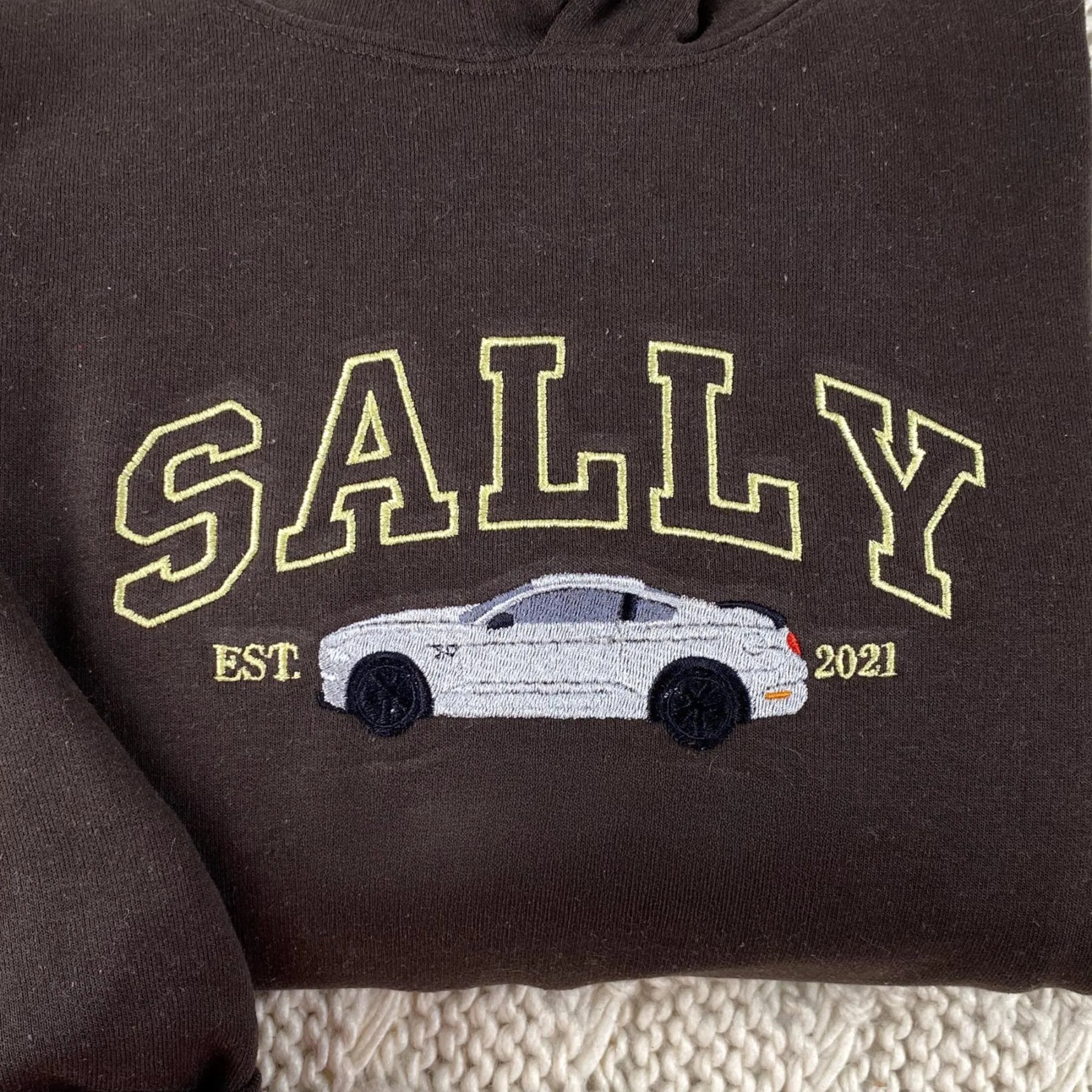 Custom Embroidered Hoodie with Your Car Photo