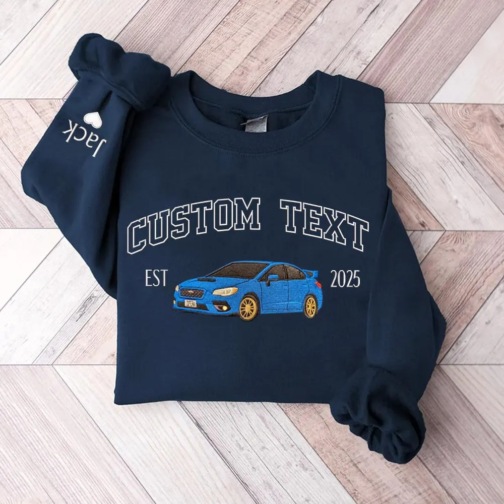 Custom Car Embroidered Sweatshirt with Your Car Photo