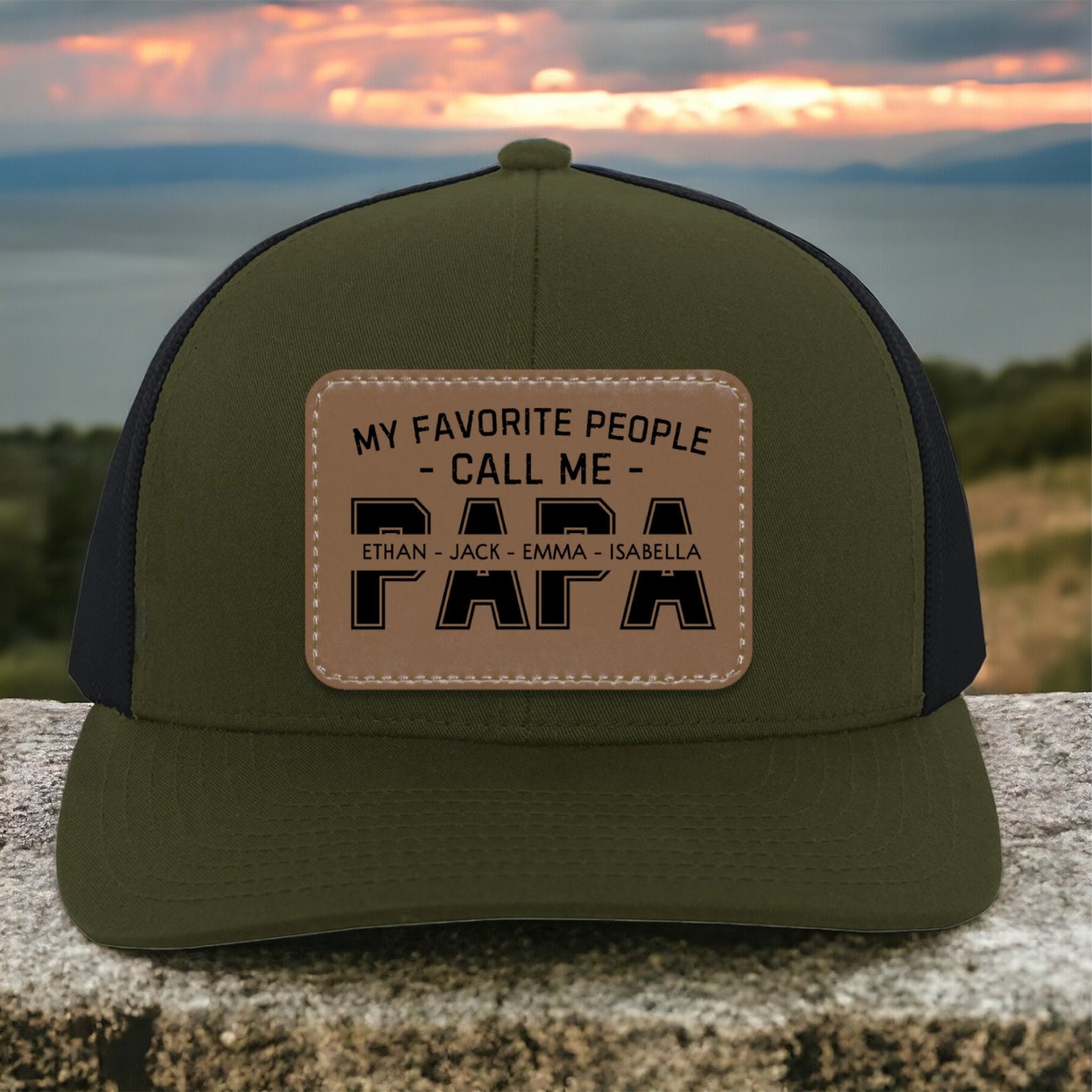 Personalized My Favorite People Call Me PAPA Hat with Kids Names