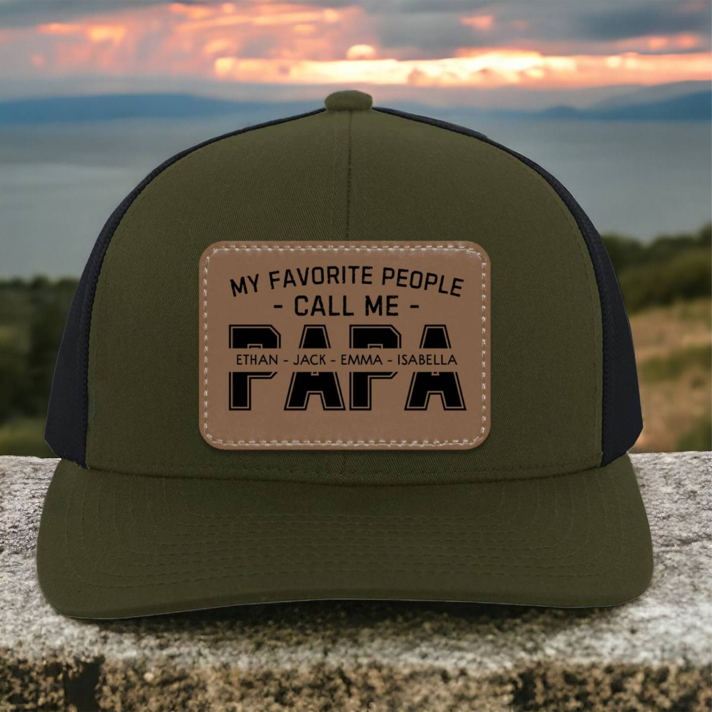 Personalized My Favorite People Call Me PAPA Hat with Kids Names