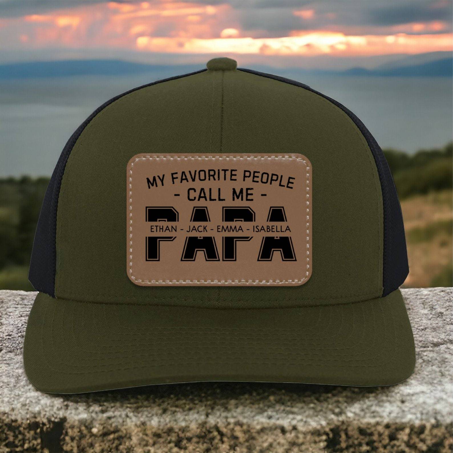 Personalized My Favorite People Call Me PAPA Hat with Kids Names