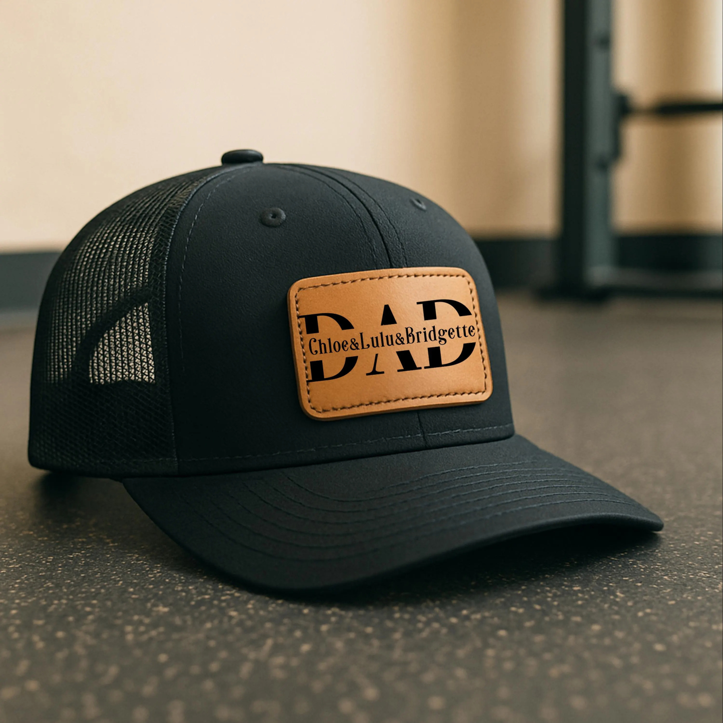 Personalized Leather Patch Hat with Kids Names