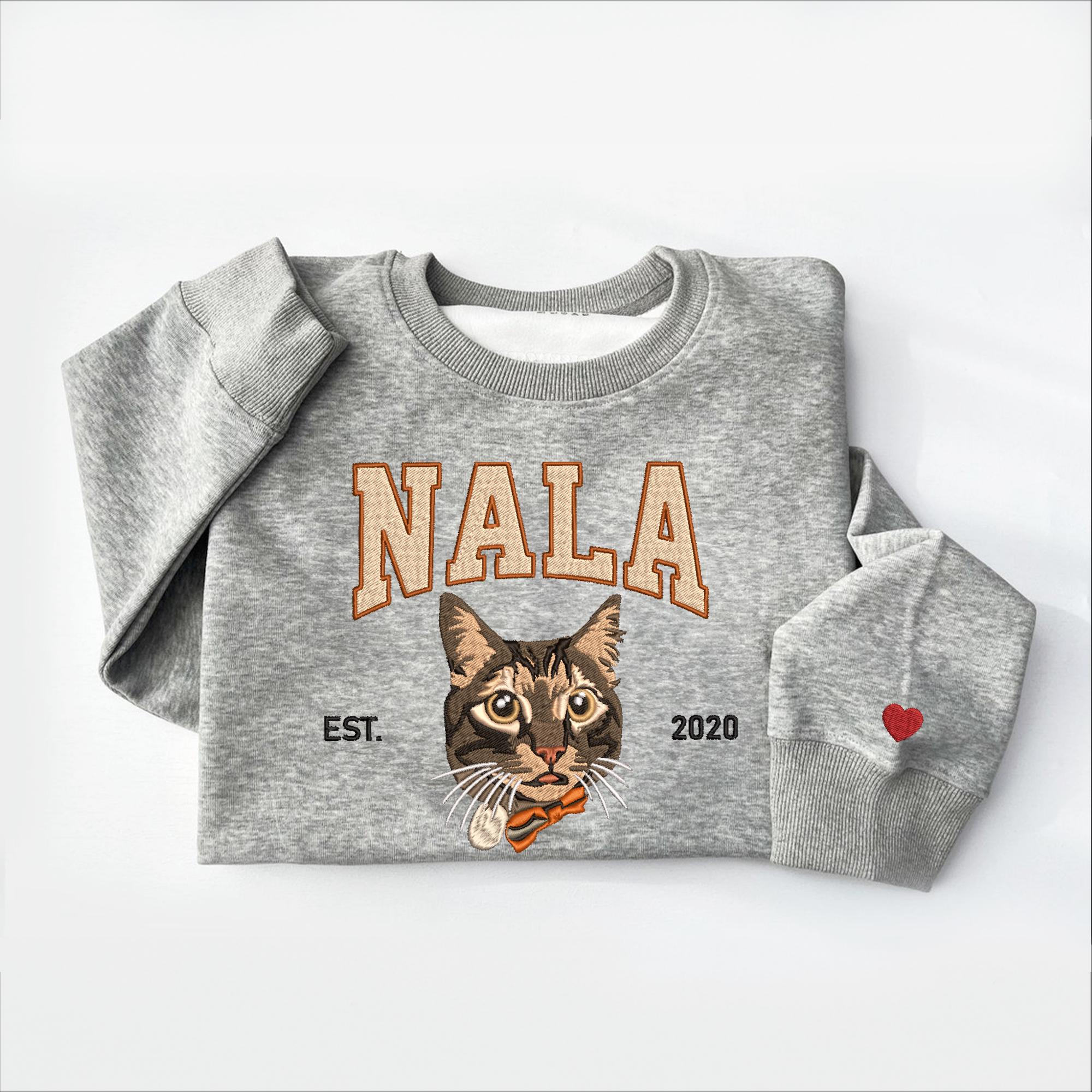 Custom Embroidered Sweatshirt With Pet Face Photo