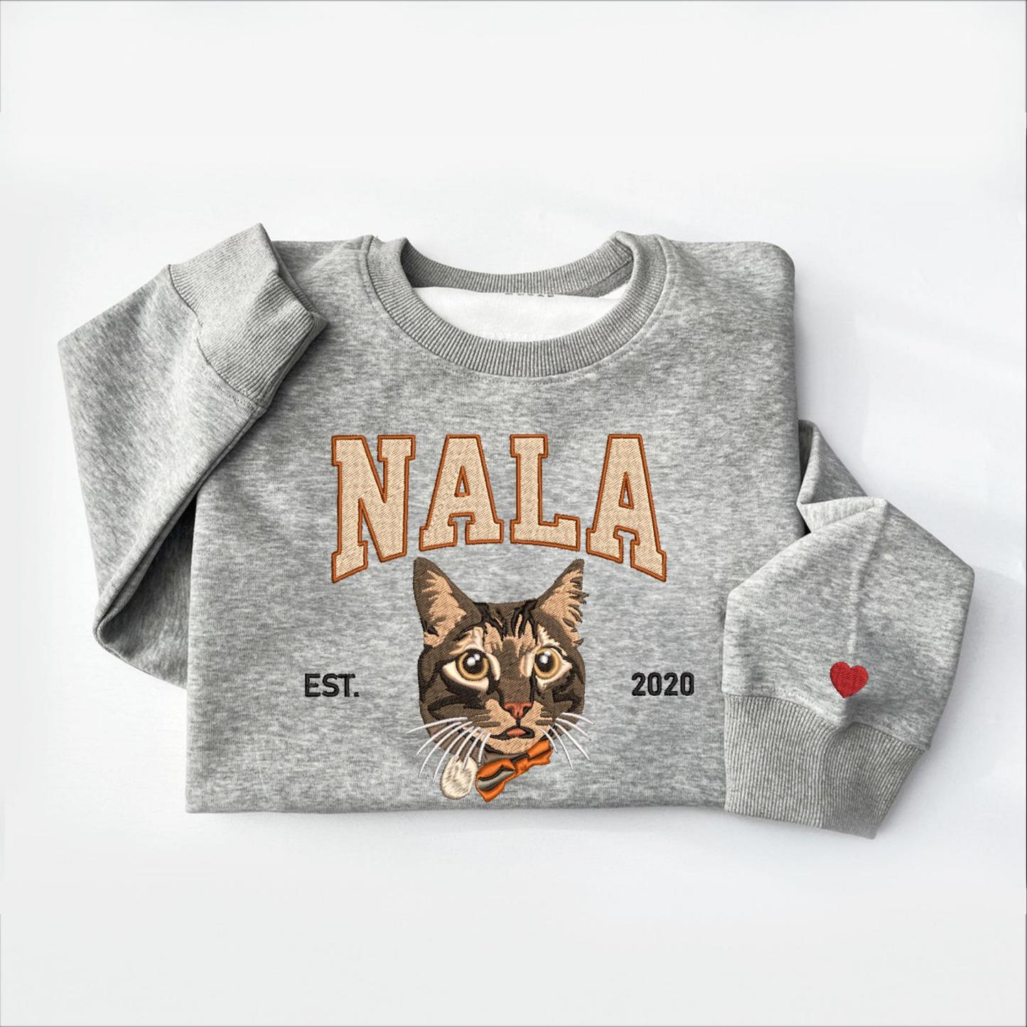 Custom Embroidered Sweatshirt With Pet Face Photo