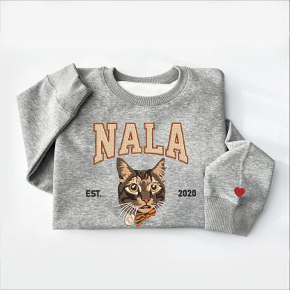 Custom Embroidered Sweatshirt With Pet Face Photo