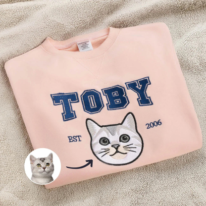 Custom Embroidered Pet Portrait Sweatshirt for Pet Lover