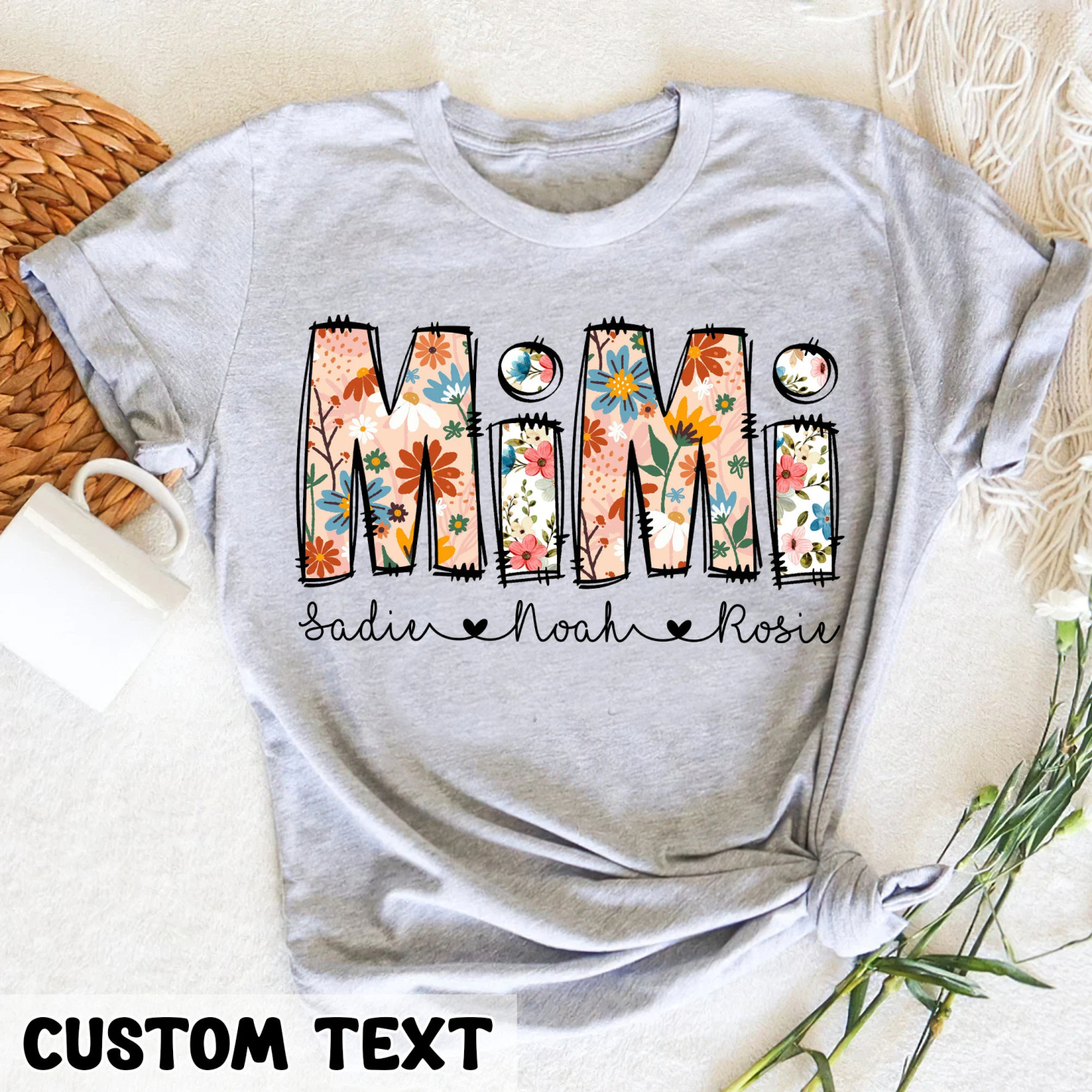 Personalized Mom Shirt with Kids Names Mother’s Day Gifts