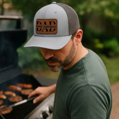 Personalized Leather Patch Hat with Kids Names