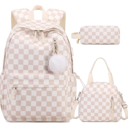 Corduroy Backpack with Lunch Bag and Pencil Pouch for Teen Kids 