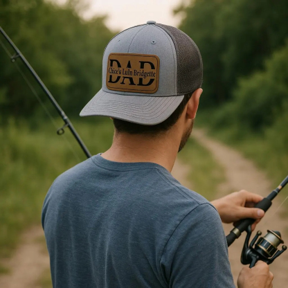 Personalized Leather Patch Hat with Kids Names