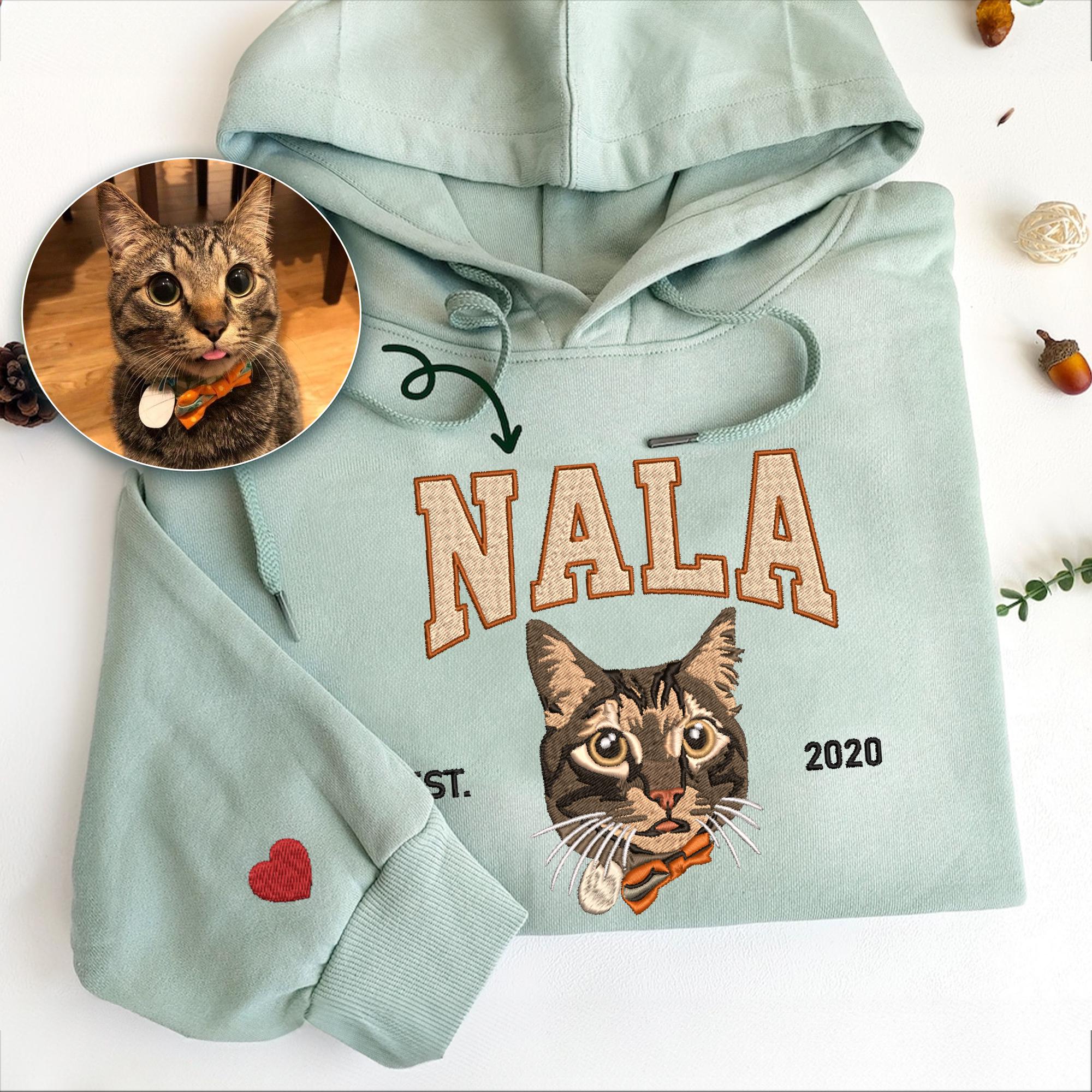 Custom Embroidered Sweatshirt With Pet Face Photo