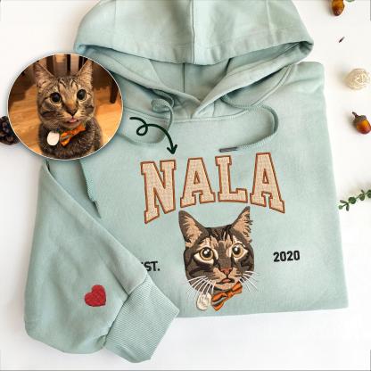 Custom Embroidered Sweatshirt With Pet Face Photo