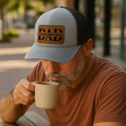 Personalized Leather Patch Hat with Kids Names