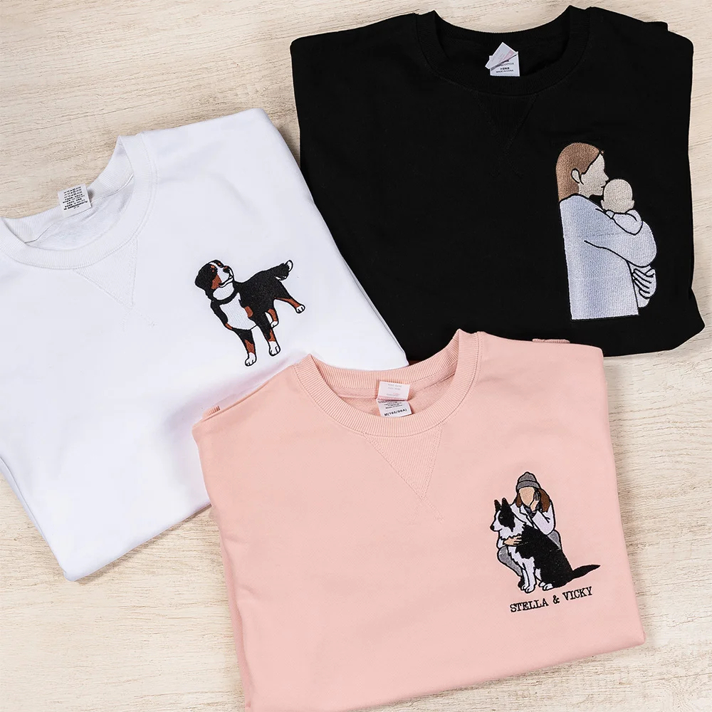 Custom Embroidered Pet From Your Photo Sweatshirt for Pet Lover