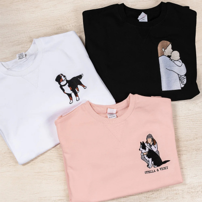 Custom Embroidered Pet From Your Photo Sweatshirt for Pet Lover