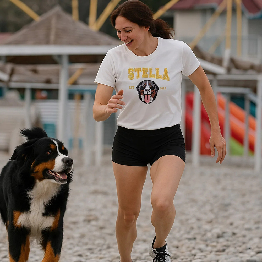 Custom Embroidered Pet Portrait Sweatshirt for Pet Lover