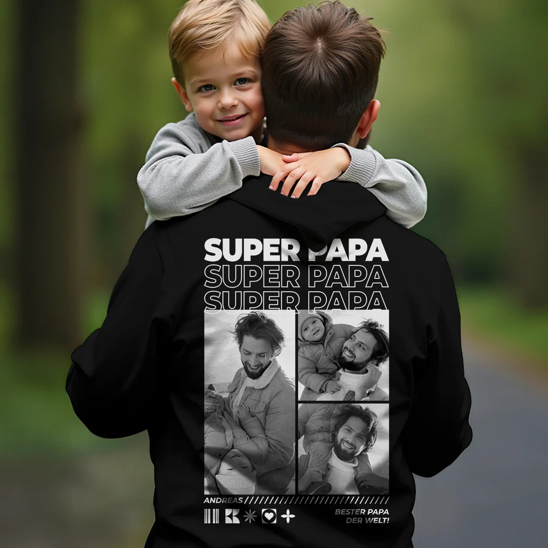 Personalized Super Papa Photo T-shirt for Dad 