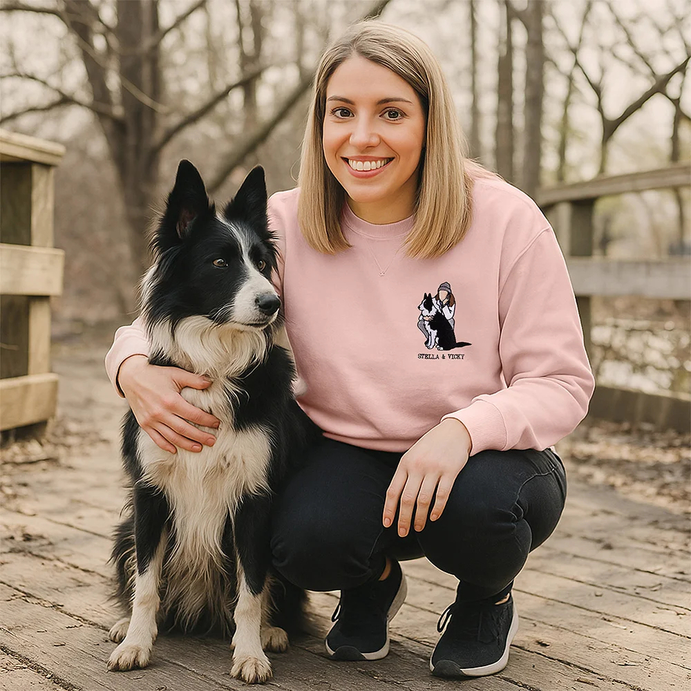 Custom Embroidered Pet From Your Photo Sweatshirt for Pet Lover