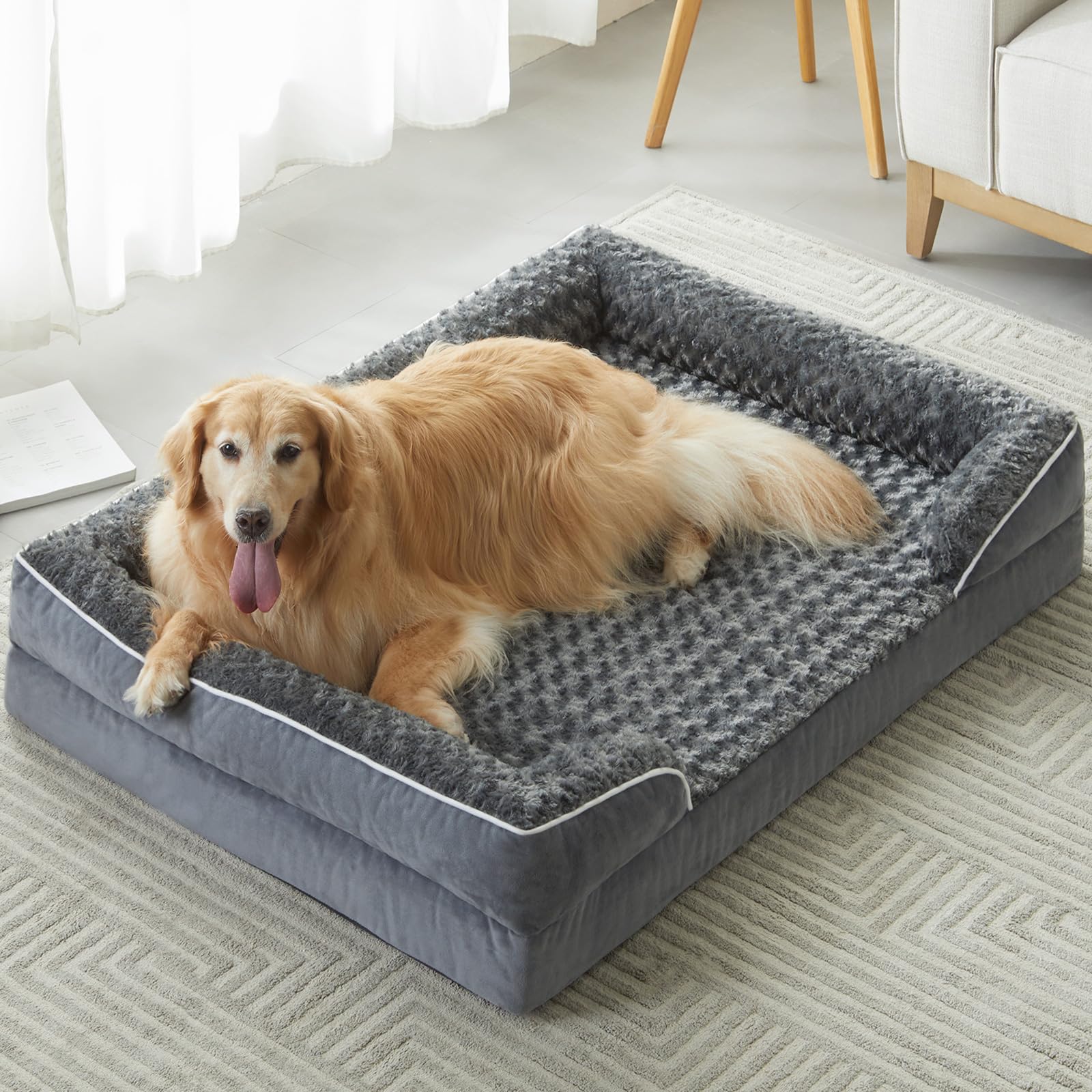 Washable Large Pet Bed with Removable Cover Non-Slip Bottom