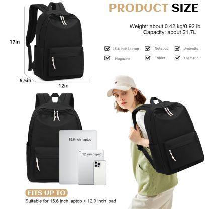 Stylish Solid Beige School & Laptop Backpack for Teen