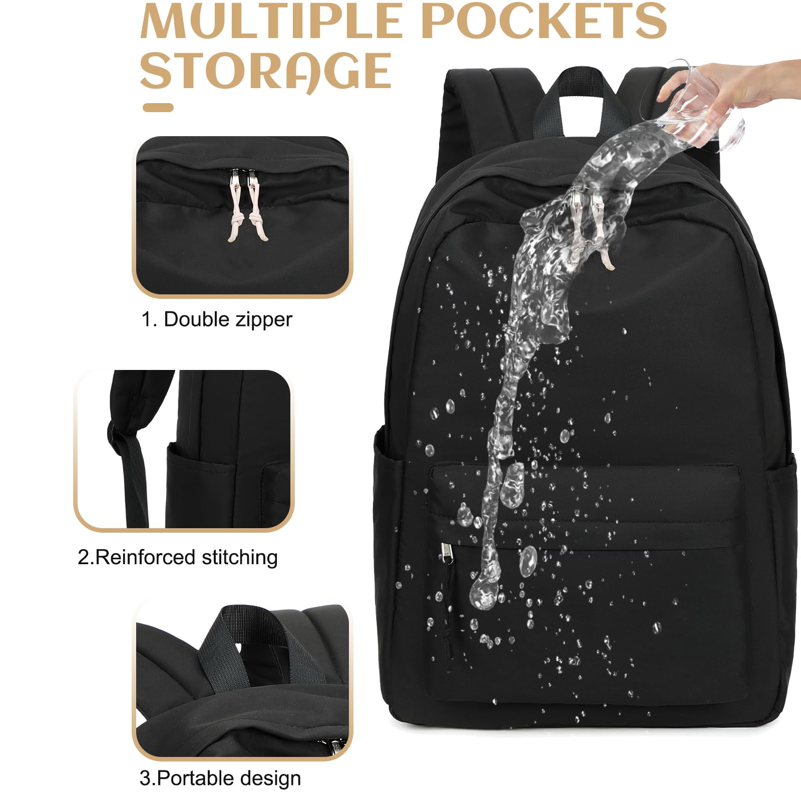 Stylish Solid Beige School & Laptop Backpack for Teen