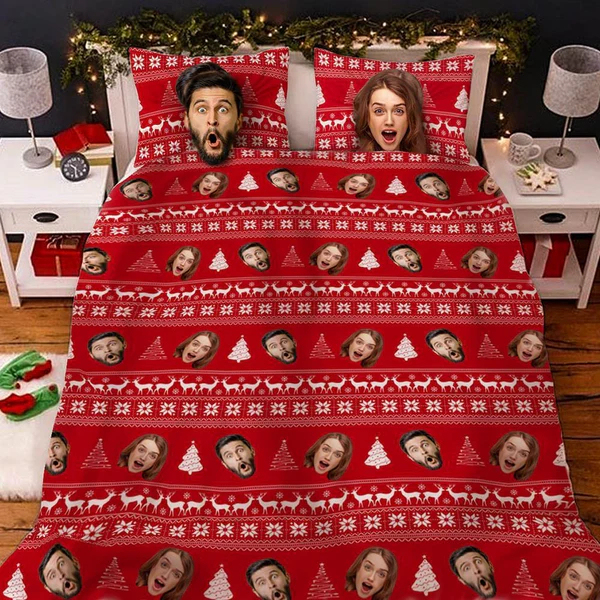 Personalized Photo Double Bedding Sheet And Duvet Cover Pillowslip