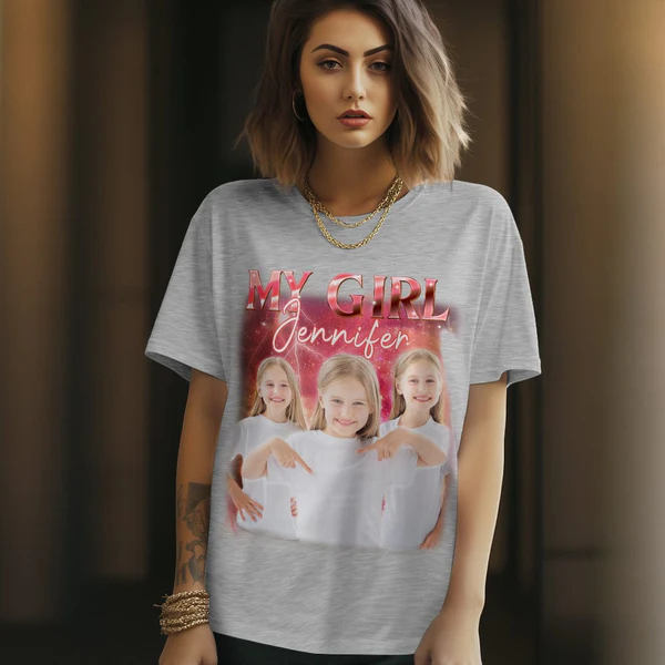 Personalized Photo And Text Vintage T-shirt for Mom and Dad