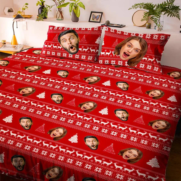 Personalized Photo Double Bedding Sheet And Duvet Cover Pillowslip
