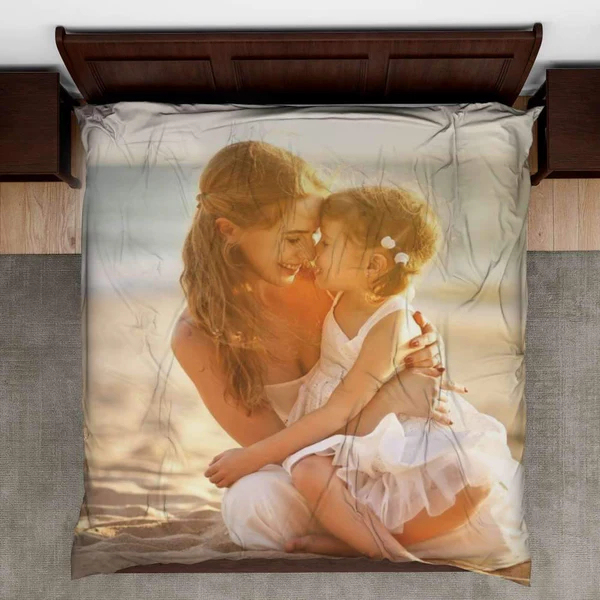 Personalized Photo Double Bedding Sheet And Duvet Cover Pillowslip for Mom