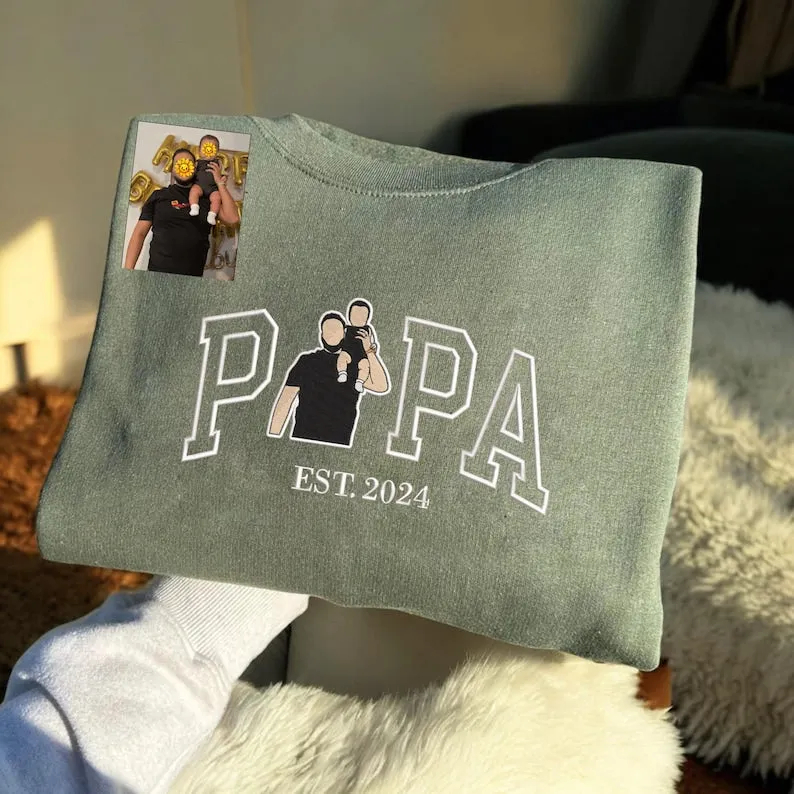 Personalized Embroidered Mama and Kids Portrait Hoodie