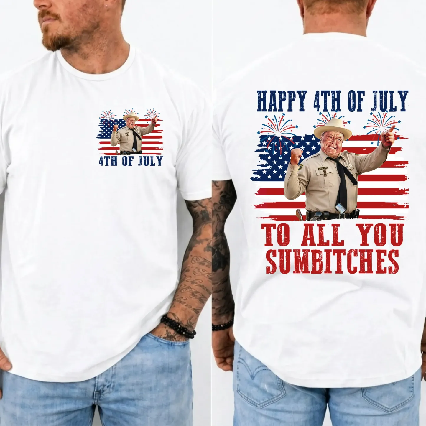 Happy 4th Of July To All You Sumbitches Tee Smokey And The Bandit Movie TShirt