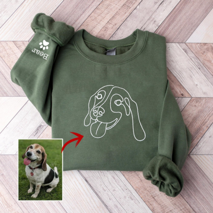 Custom Embroidered Line Art Pet Sweatshirt