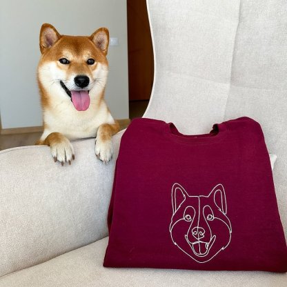 Custom Embroidered Outline Pet Sweatshirt for Pet Lover