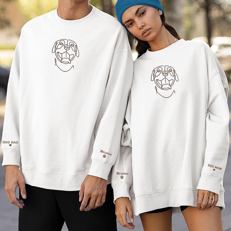 Custom Embroidered Line Art Pet Sweatshirt