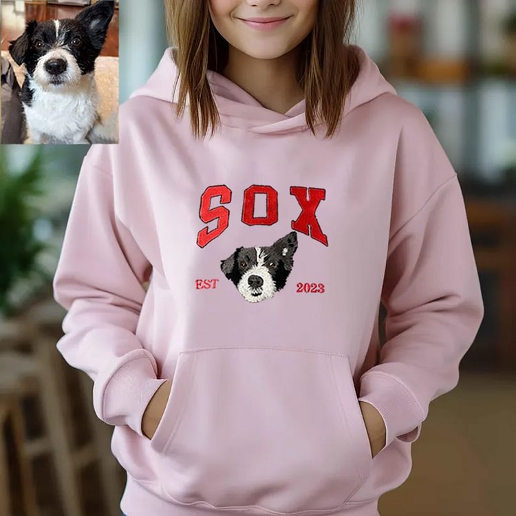 Custom Embroidered Dog Portrait Sweatshirt for Pet Lover