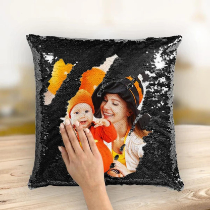 Personalized Sequin Pillow with Photo for Mama