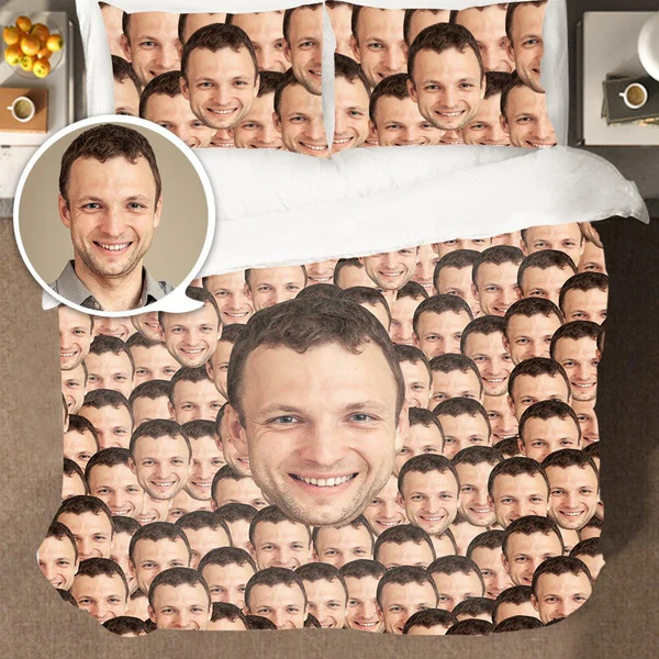 Personalized Face Double Bedding Set with Duvet Cover Pillowslip Set