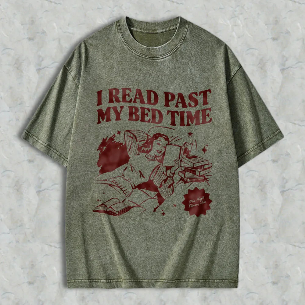 I Read Past My Bed Time Unisex Washed T-shirt