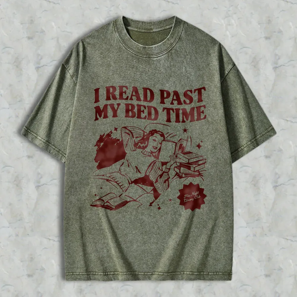 I Read Past My Bed Time Unisex Washed T-shirt