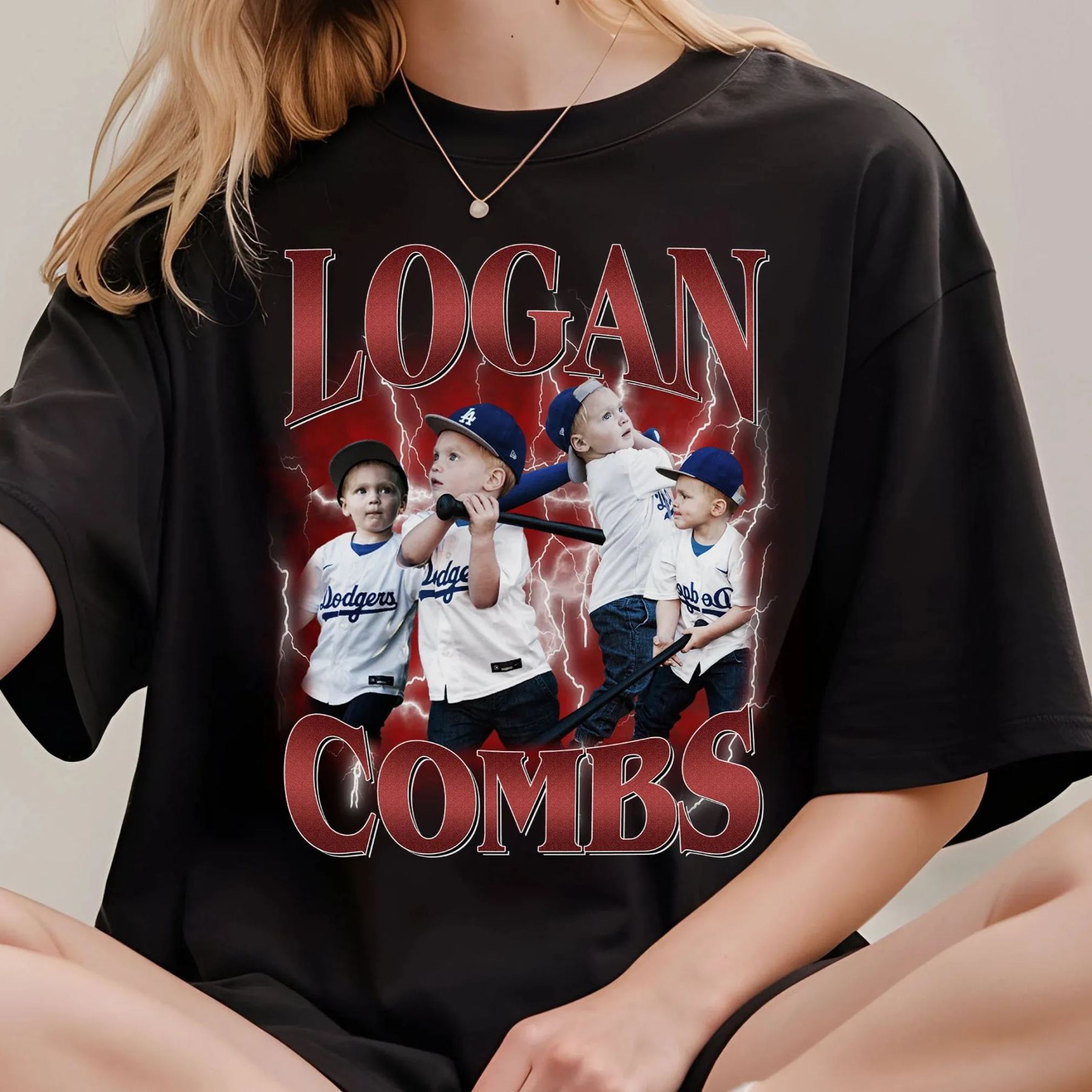 Personalized Photo Baseball Name Rap Tee for Mom