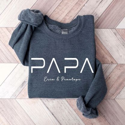 Custom Embroidered Dad Sweatshirt With Kids Names