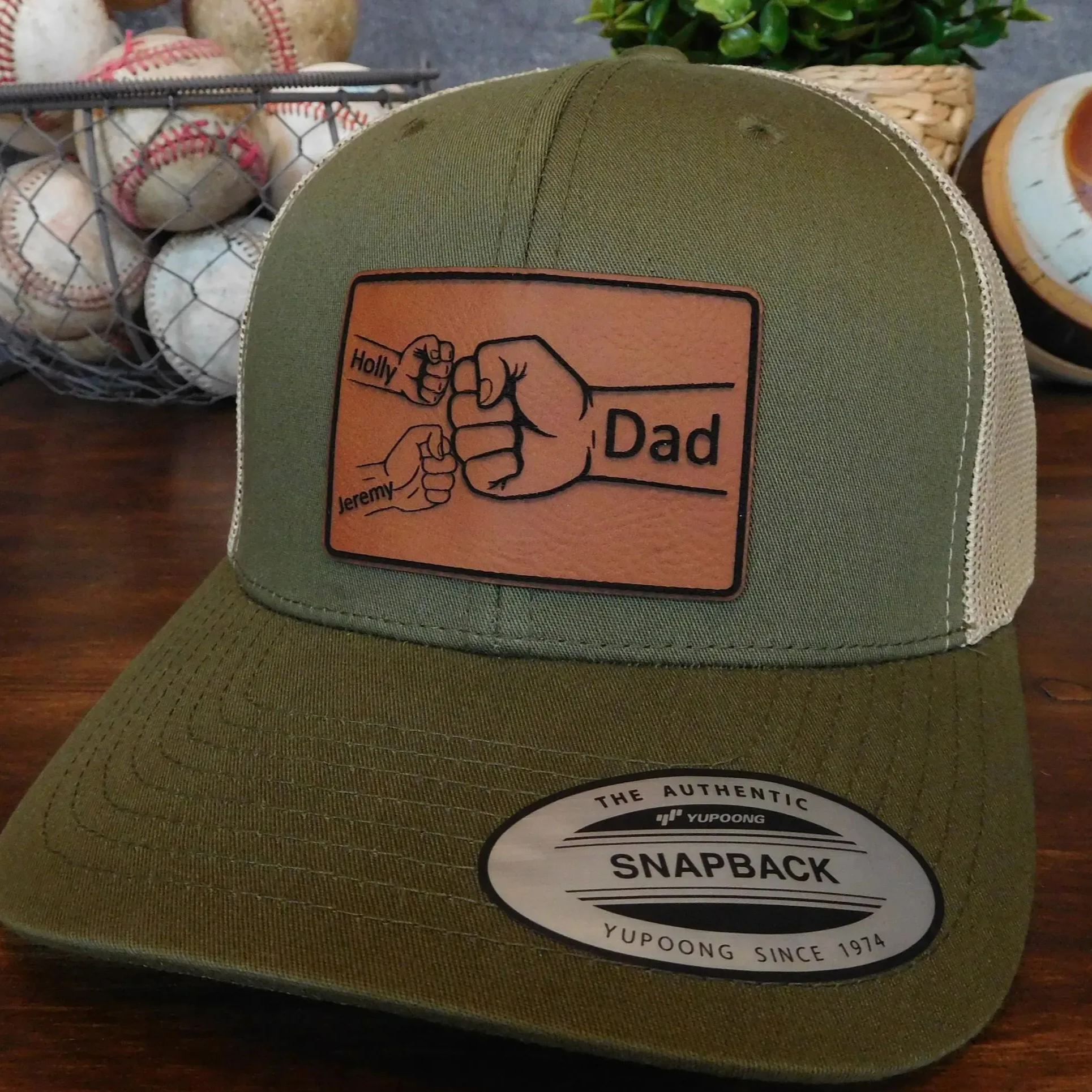 Personalized Dad Fist Bump Snapback Hat Best Father Day Gifts