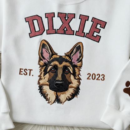 Custom Embroidered Sweatshirt With Dog Face Photo 