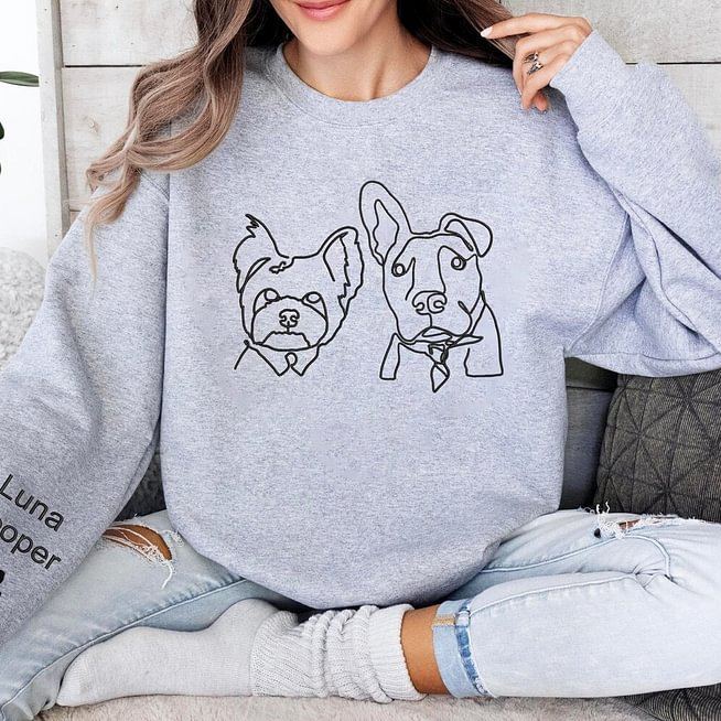 Custom Embroidered Line Art Pet Sweatshirt