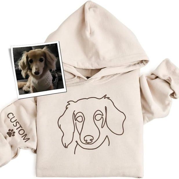 Custom Embroidered Line Art Pet Sweatshirt