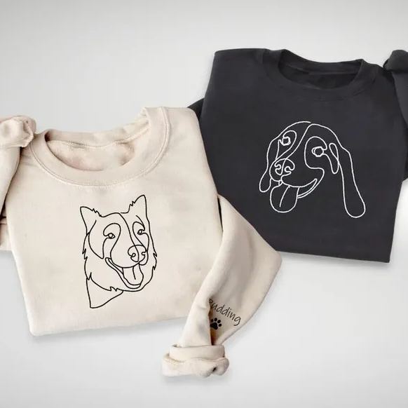 Custom Embroidered Line Art Pet Sweatshirt