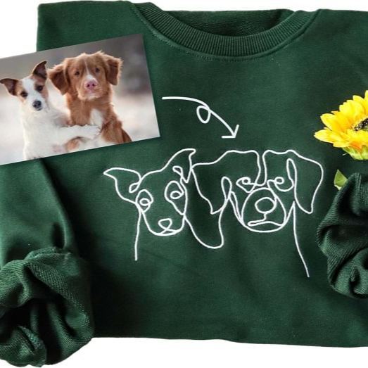 Custom Embroidered Line Art Pet Sweatshirt