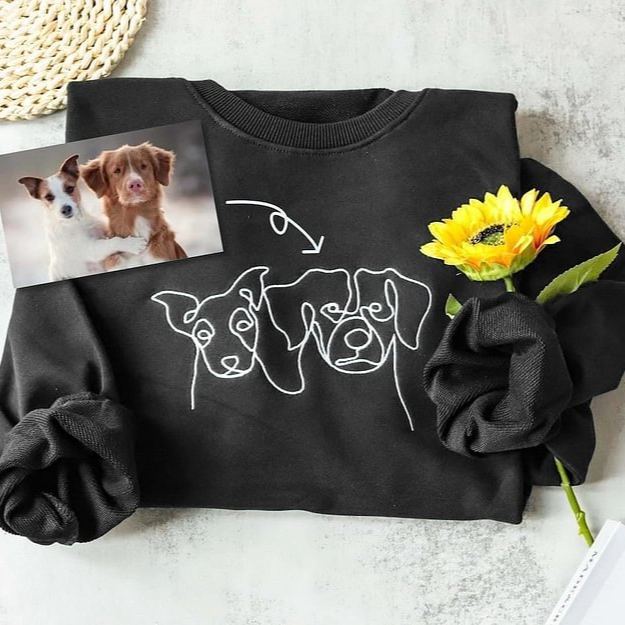 Custom Embroidered Line Art Pet Sweatshirt